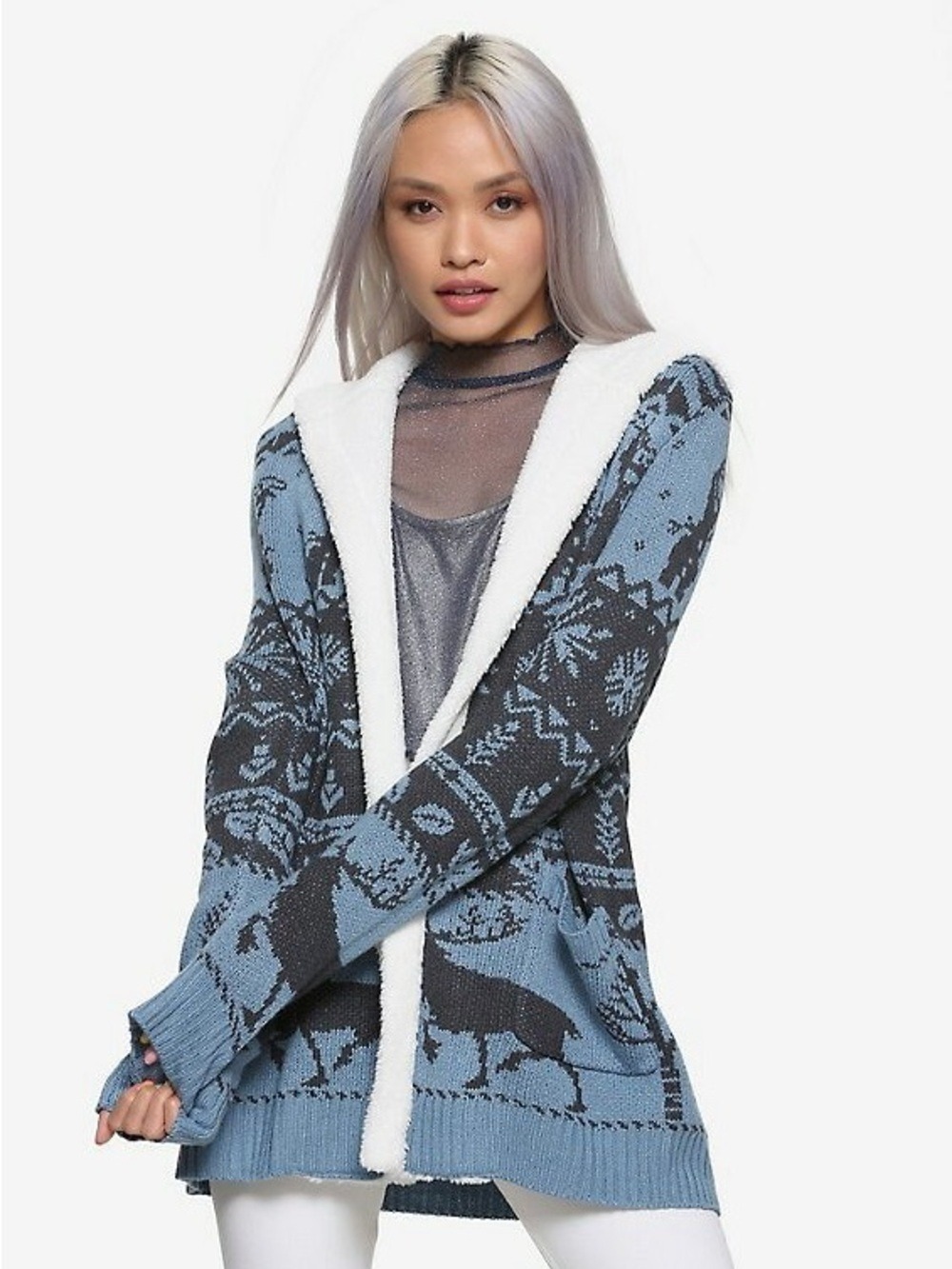 Disney Her Universe Frozen Nordic Folk Pattern Sherpa Fleece Cardigan - Size L